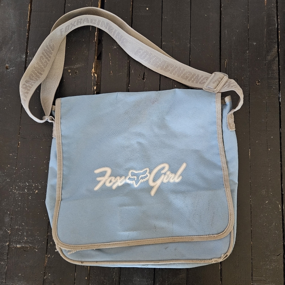 Fox Racing Riders Vintage Blue Grey Girl Messenger Bag Laptop Shoulder Y2K 90s